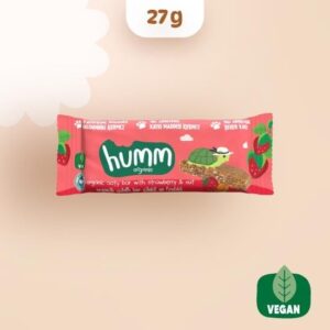 Humm Organik Vegan Çilekli ve Fındıklı Yulaf Bar - 27g