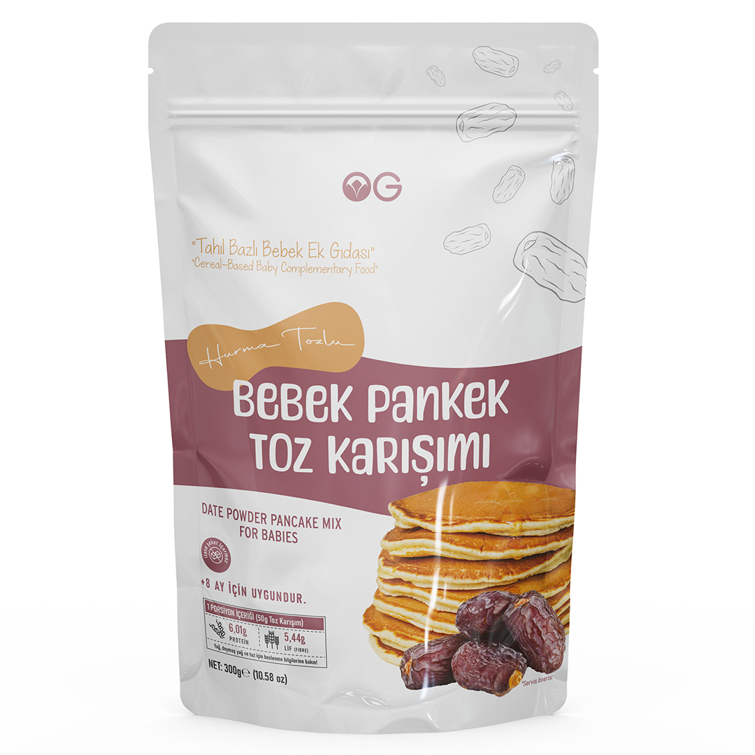 Organik Gurmem Hurma Tozlu Bebek Pankek Toz Karışımı 300 Gr +8 Ay