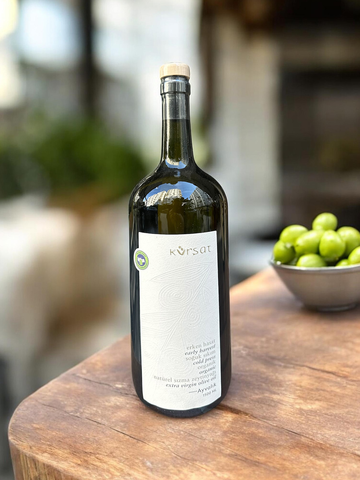 Kürşat Organik Cam Şişe Ayvalık Naturel Sızma Zeytinyağı 1500 Ml