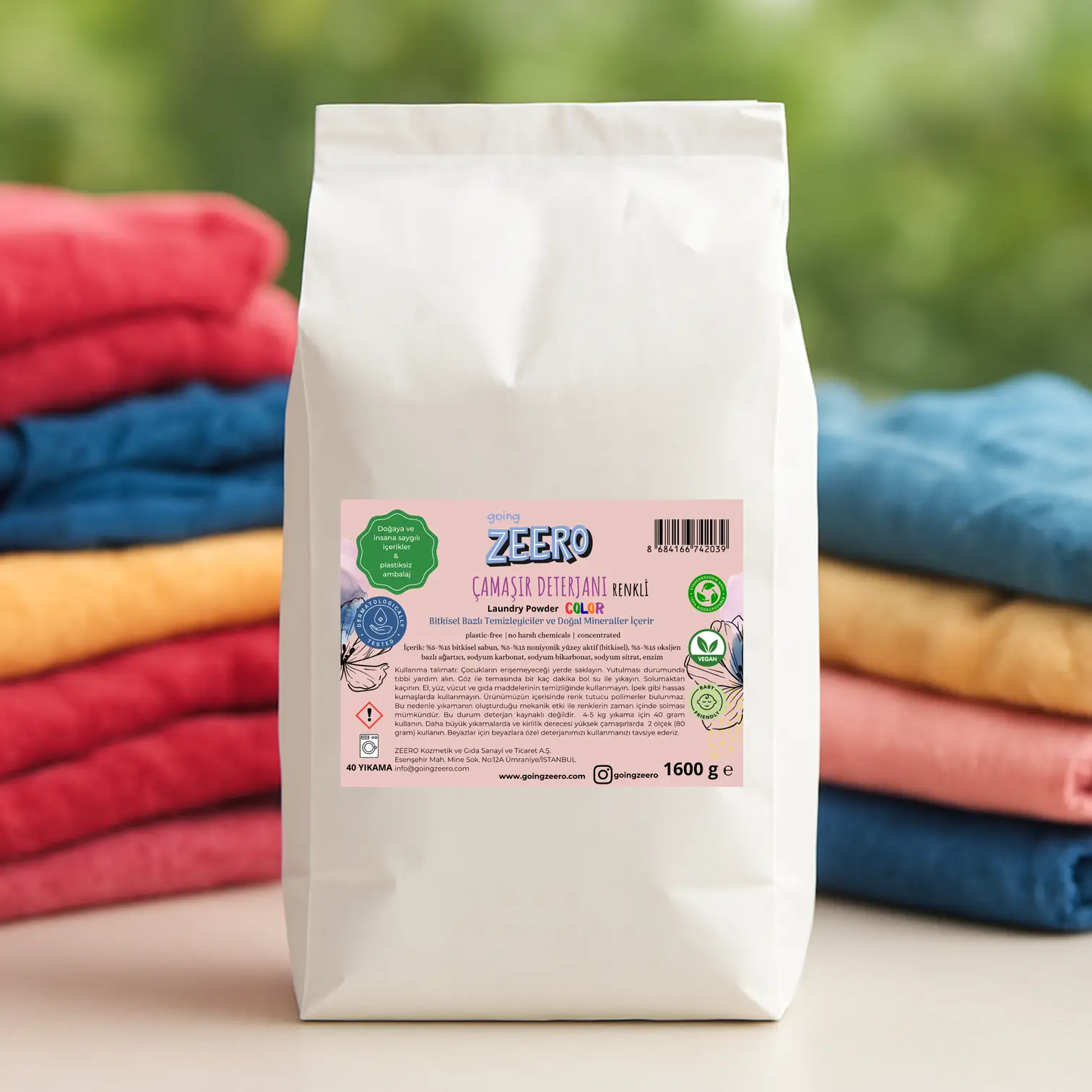 Going Zeero Renkli Çamaşırlar İçin Doğal Konsantre Çamaşır Deterjanı - Bitkisel & Mineral Kaynaklı - 40 Yıkama