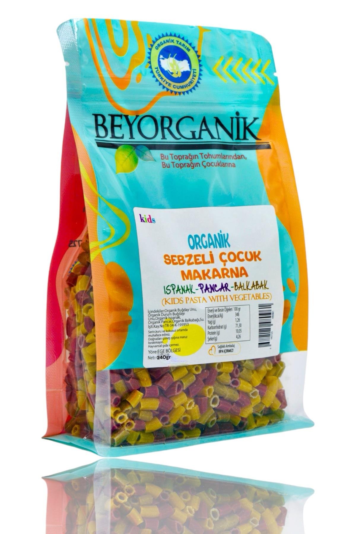 Beyorganik Organik Sebzeli Çocuk Makarna %15 Sebzeli 240 Gr Ispanak Pancar Balkabak +8ay (PESTİSİT VE AFLATOKSİN ANALİZLİ)